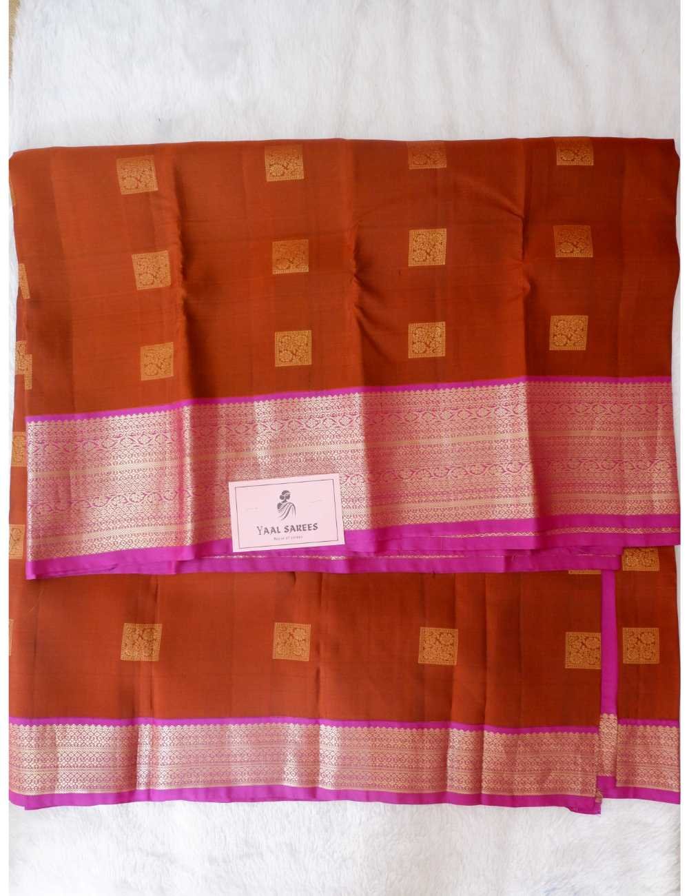 Rust & Purple Pure Silk Saree
