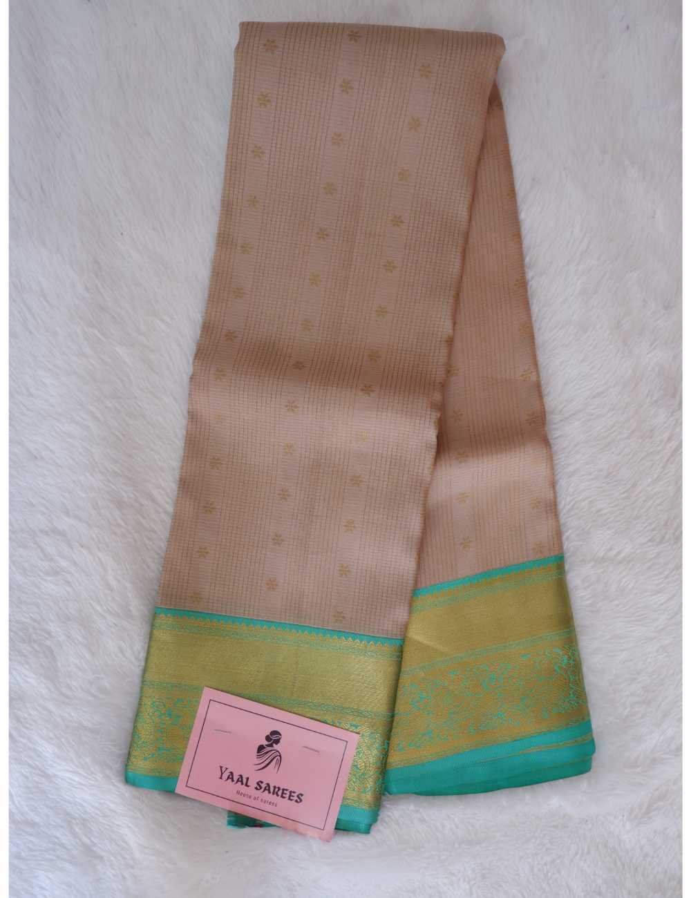 Sandal & Green Pure Silk Saree