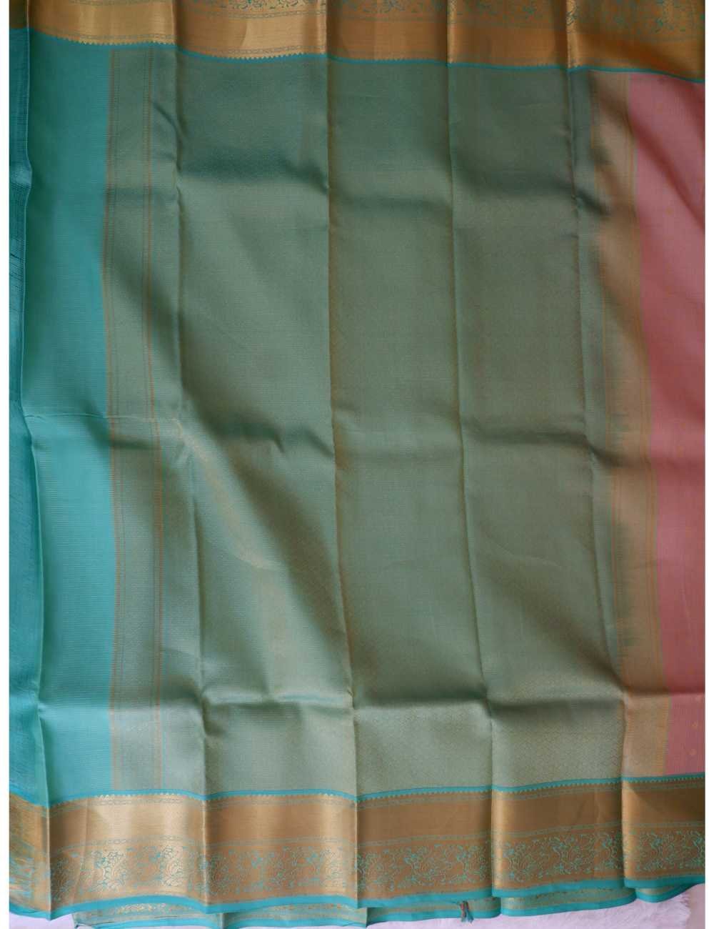 Sandal and Green Pure Silk Saree Online