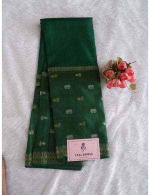 Green Chinon Silk Saree with Kanchi Border Online