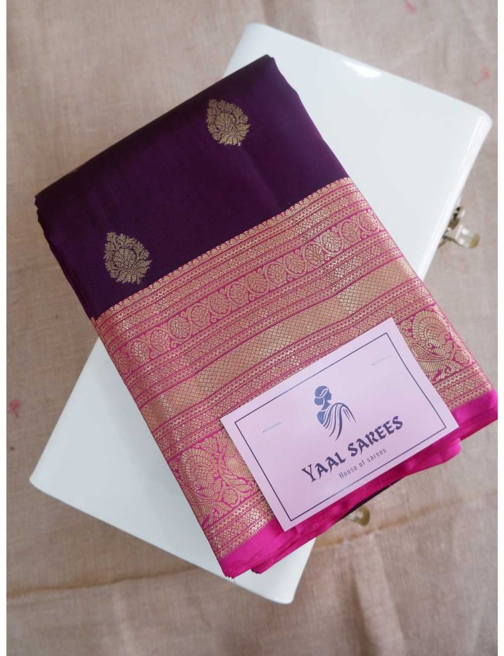 Wine & Pink Pure Silk Saree
