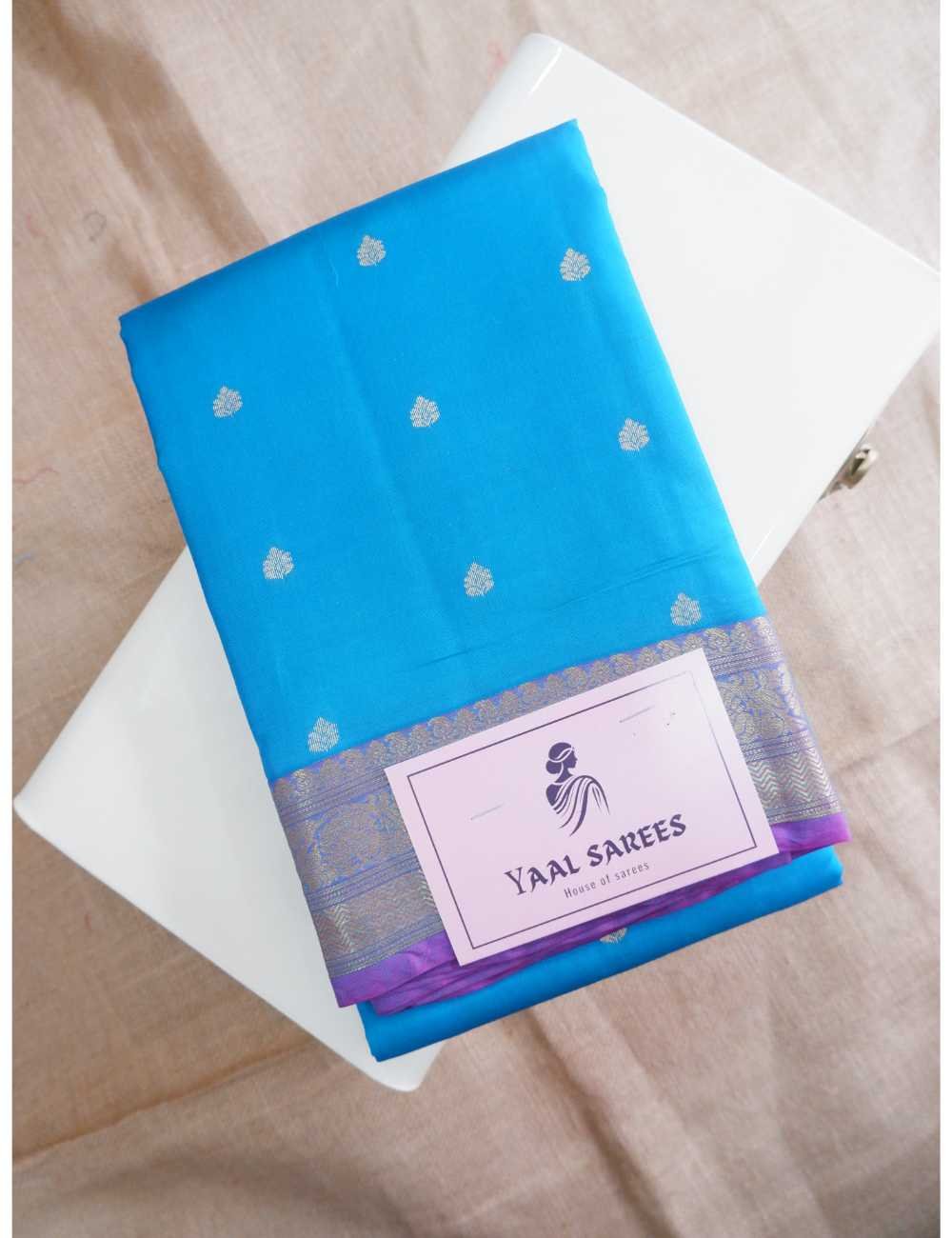 Rama Blue & Purple Pure Silk Saree