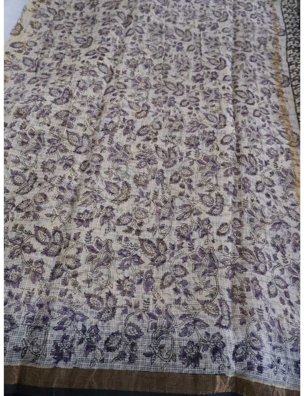 Mustard Kota Doria Saree with Black Border