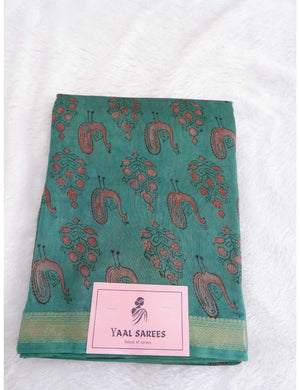 Maheshwari Block Print Green Saree Online