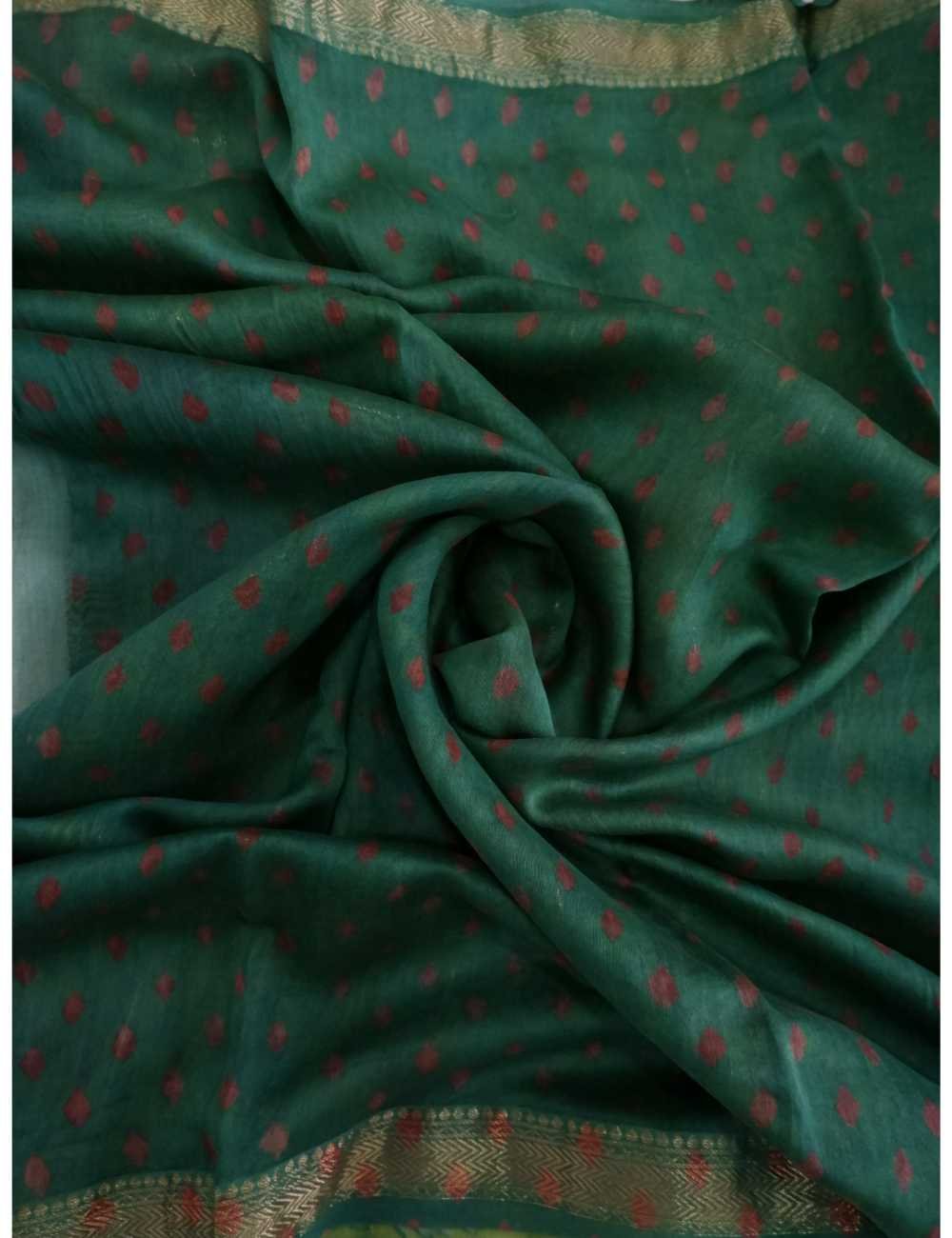 Maheshwari Block Print Green Saree Online