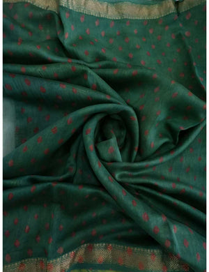 Maheshwari Block Print Green Saree Online