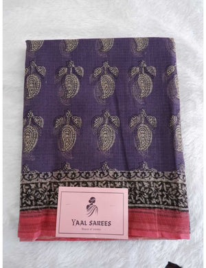 Indigo Kota Doria Saree with Pink Border Online