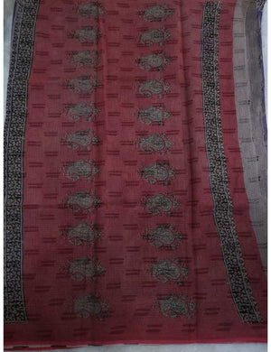 Indigo Kota Doria Saree with Pink Border Online