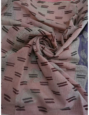 Indigo Kota Doria Saree with Pink Border Online