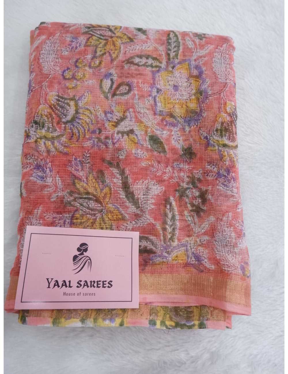 Peach Kota Doria Saree