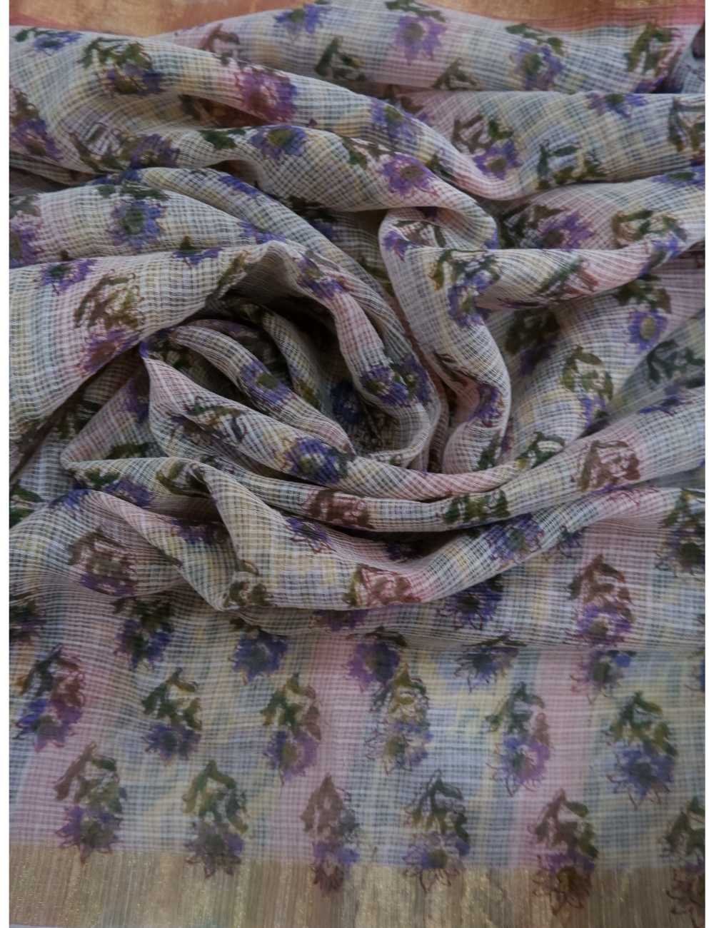 Peach Kota Doria Saree