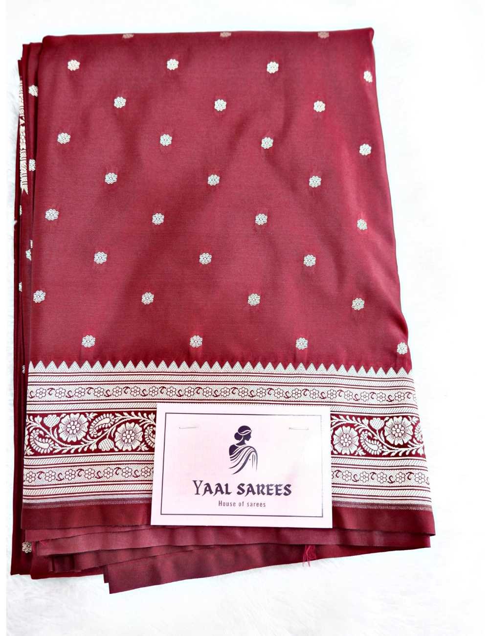 Maroon Brown Banarasi Silk Saree