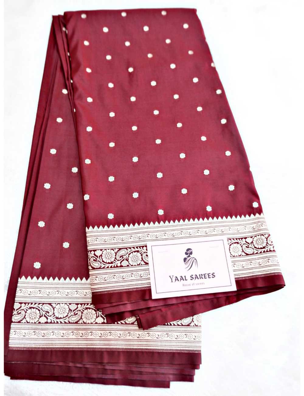 Maroon Brown Banarasi Silk Saree