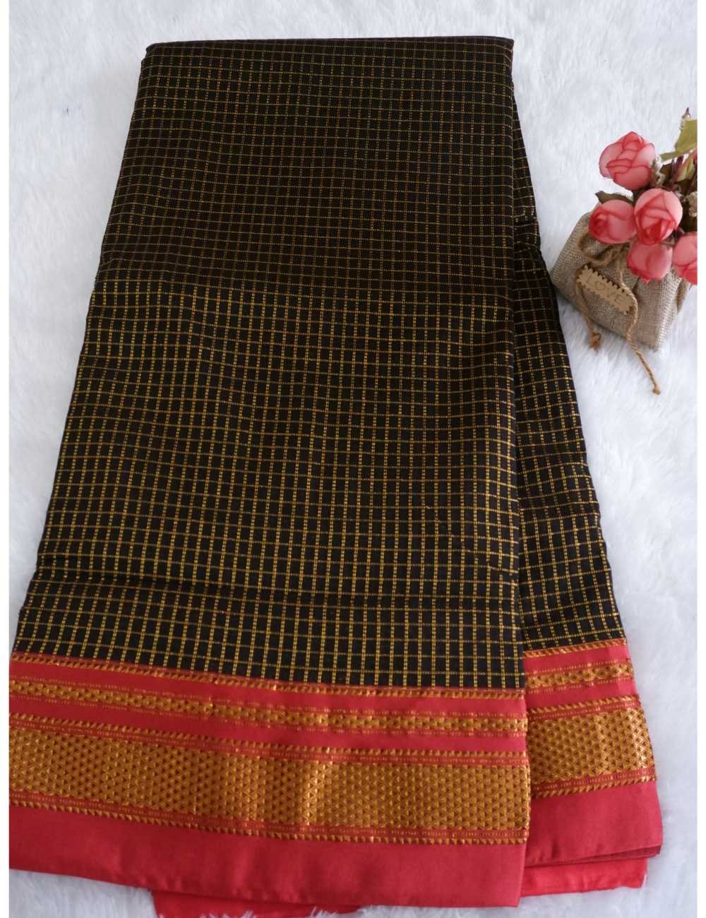Ilkal Black Checks Saree Online