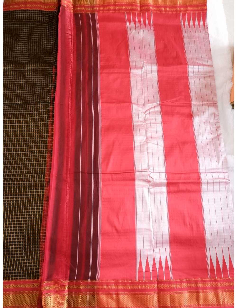 Ilkal Black Checks Saree Online