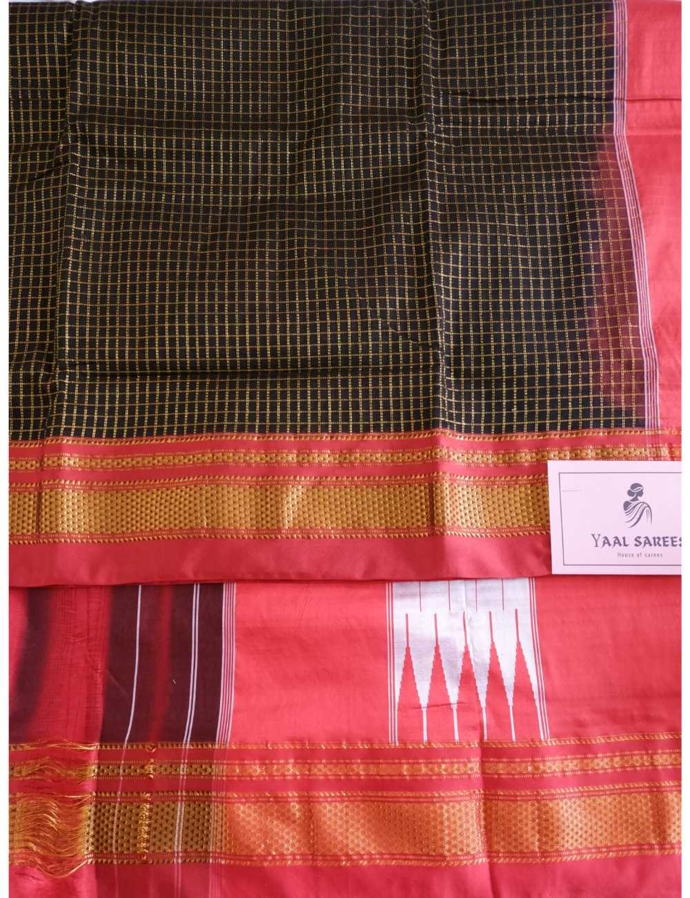 Ilkal Black Checks Saree Online