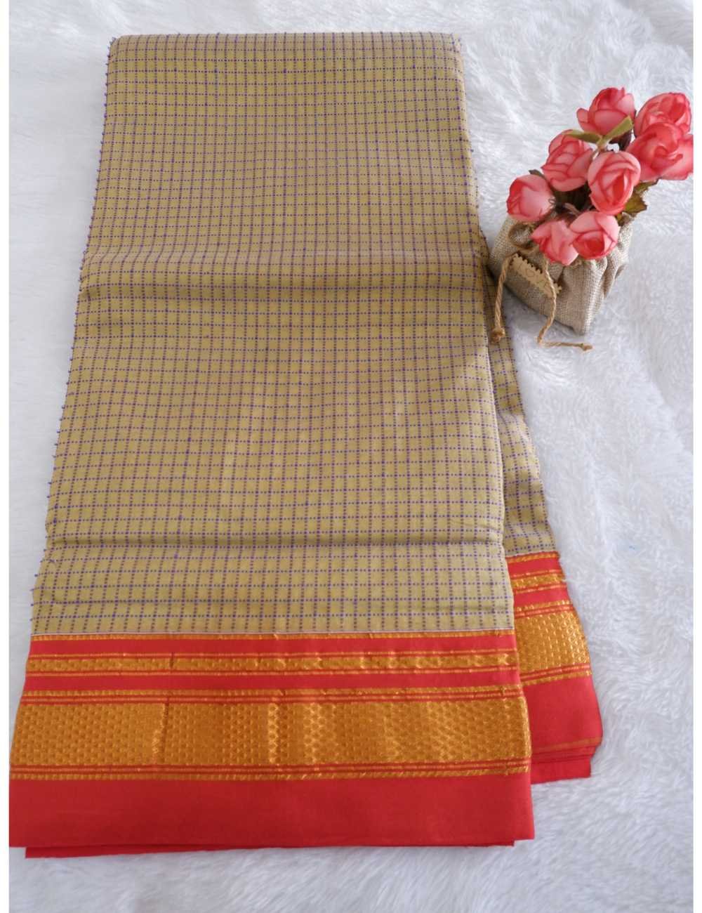 Ilkal Sandal Checks Saree Online