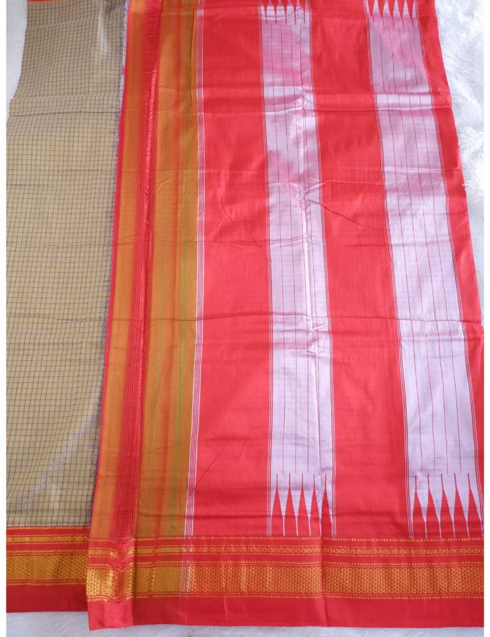 Ilkal Sandal Checks Saree Online