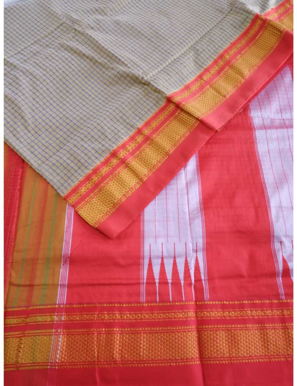 Ilkal Sandal Checks Saree Online