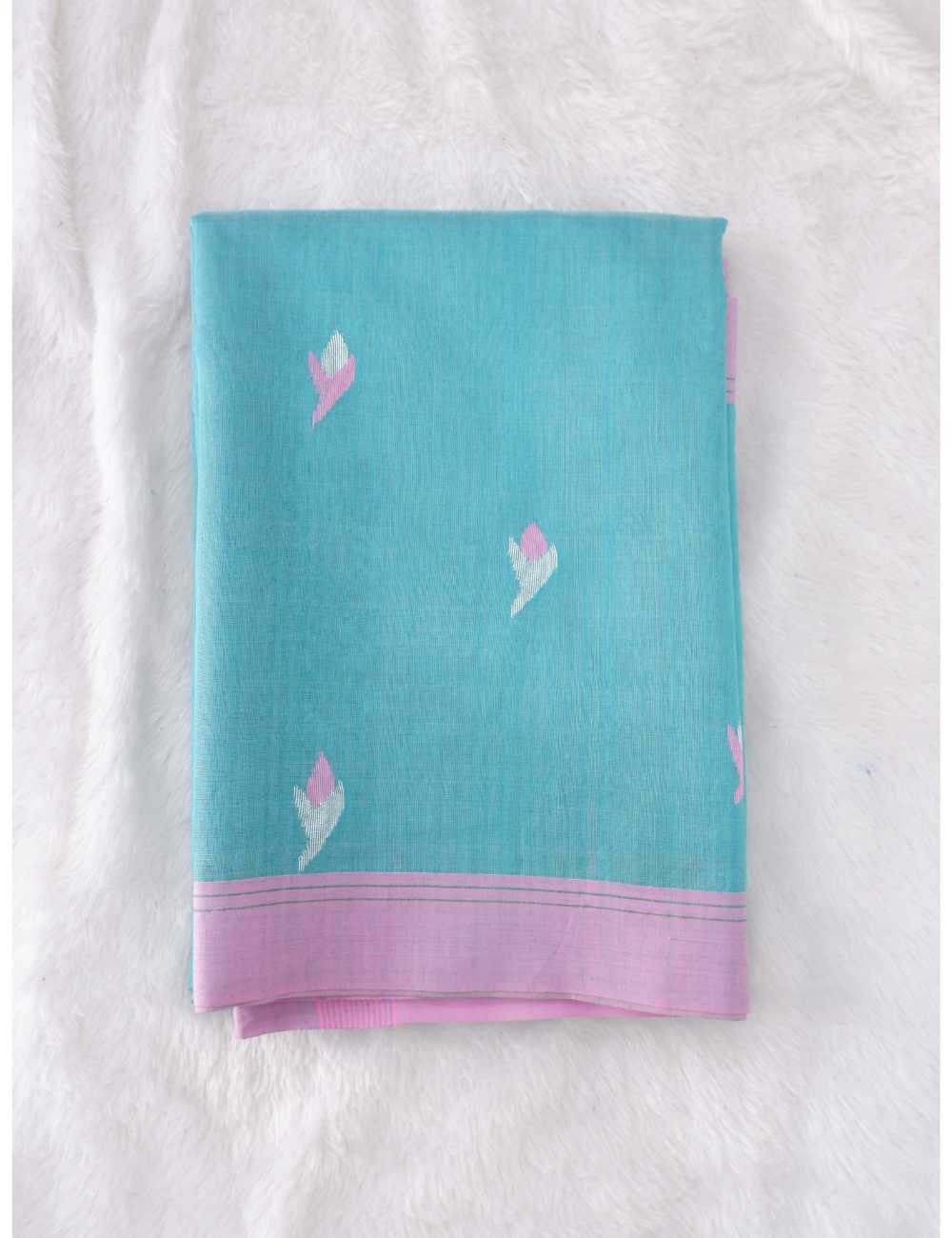 Mint Blue Jamdani Saree