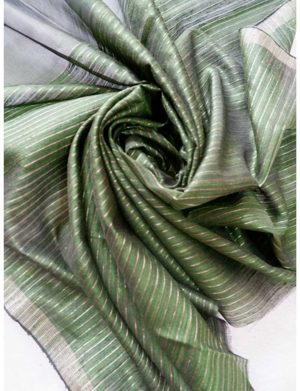 Bottle Green Muslin Sequin Saree Online