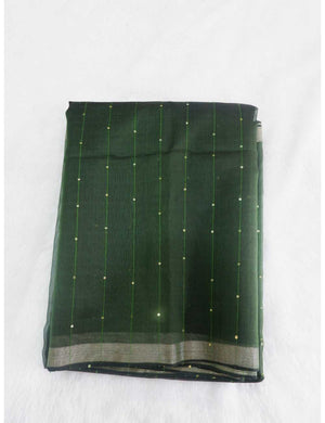Bottle Green Muslin Sequin Saree Online