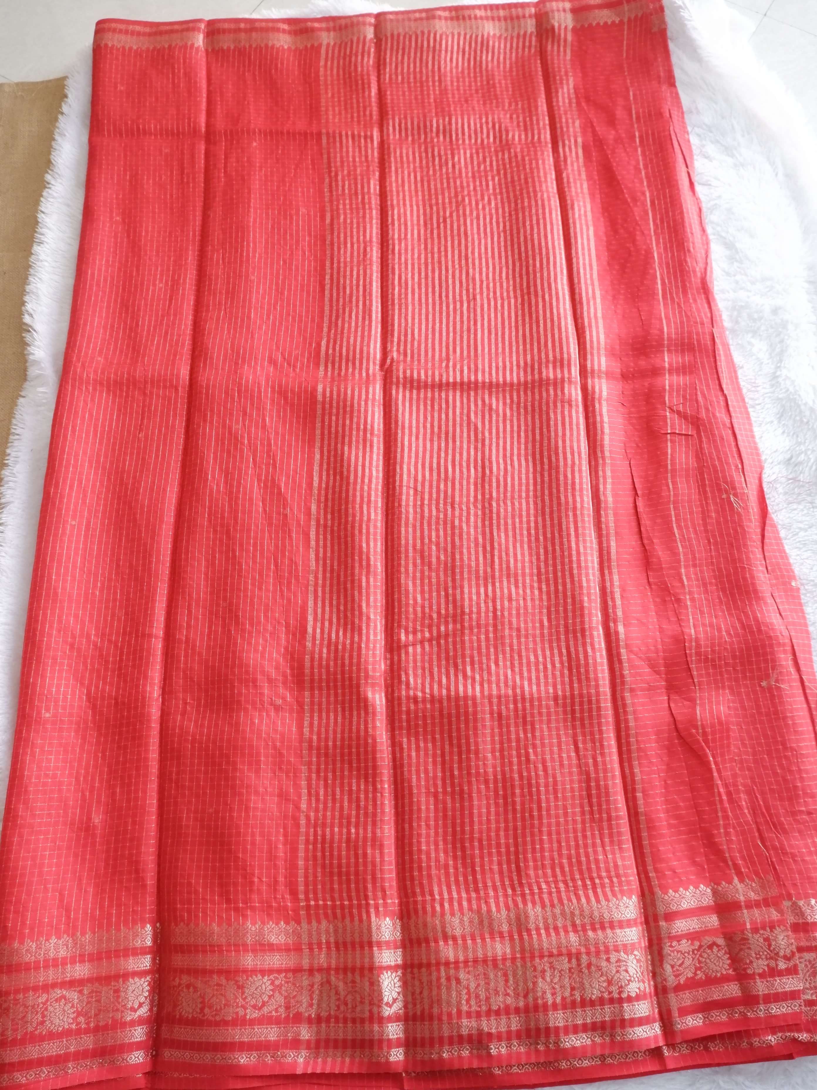 Assamese Handloom Red Saree with Black Contrast Blouse Online