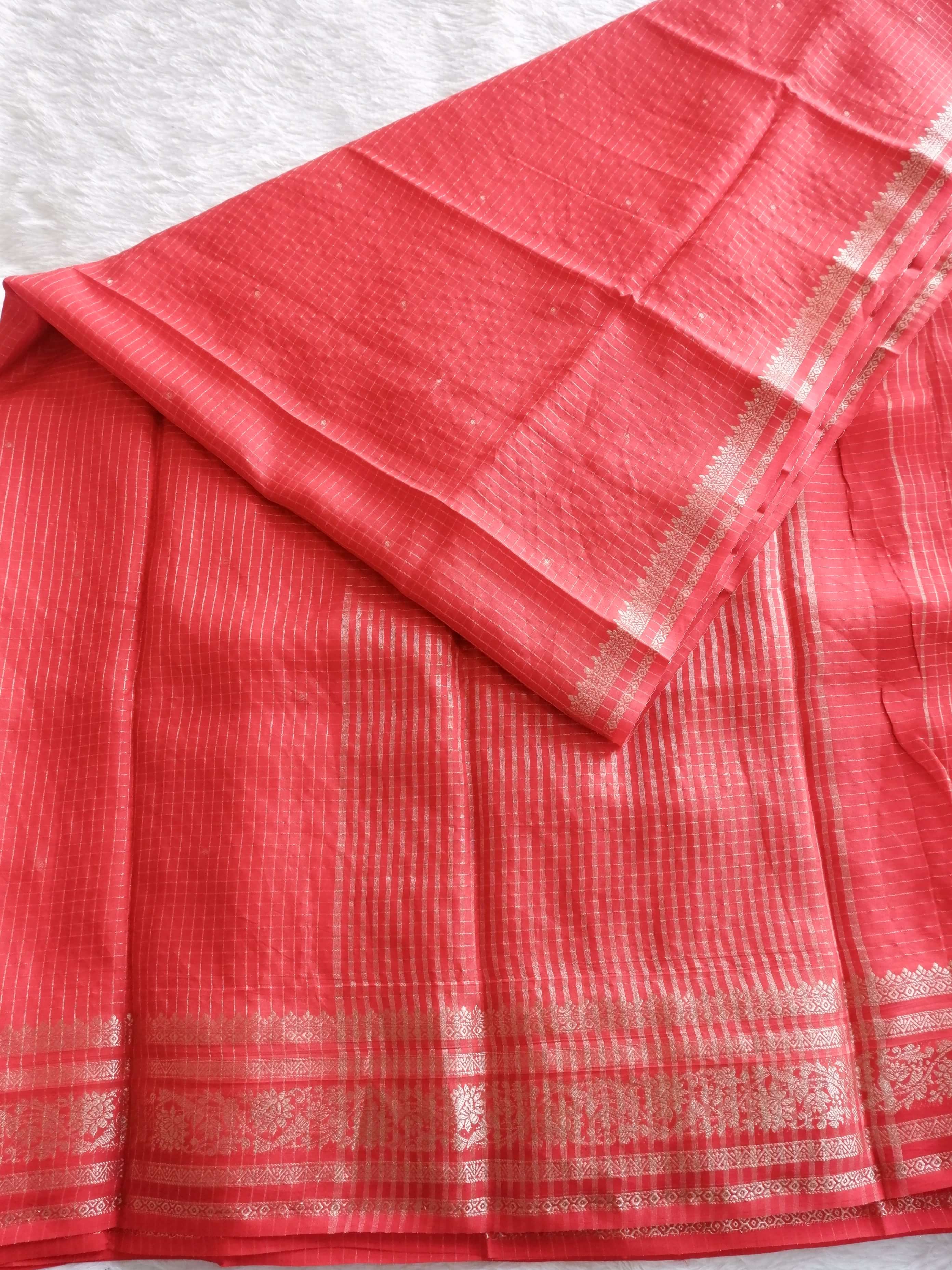 Assamese Handloom Red Saree with Black Contrast Blouse Online