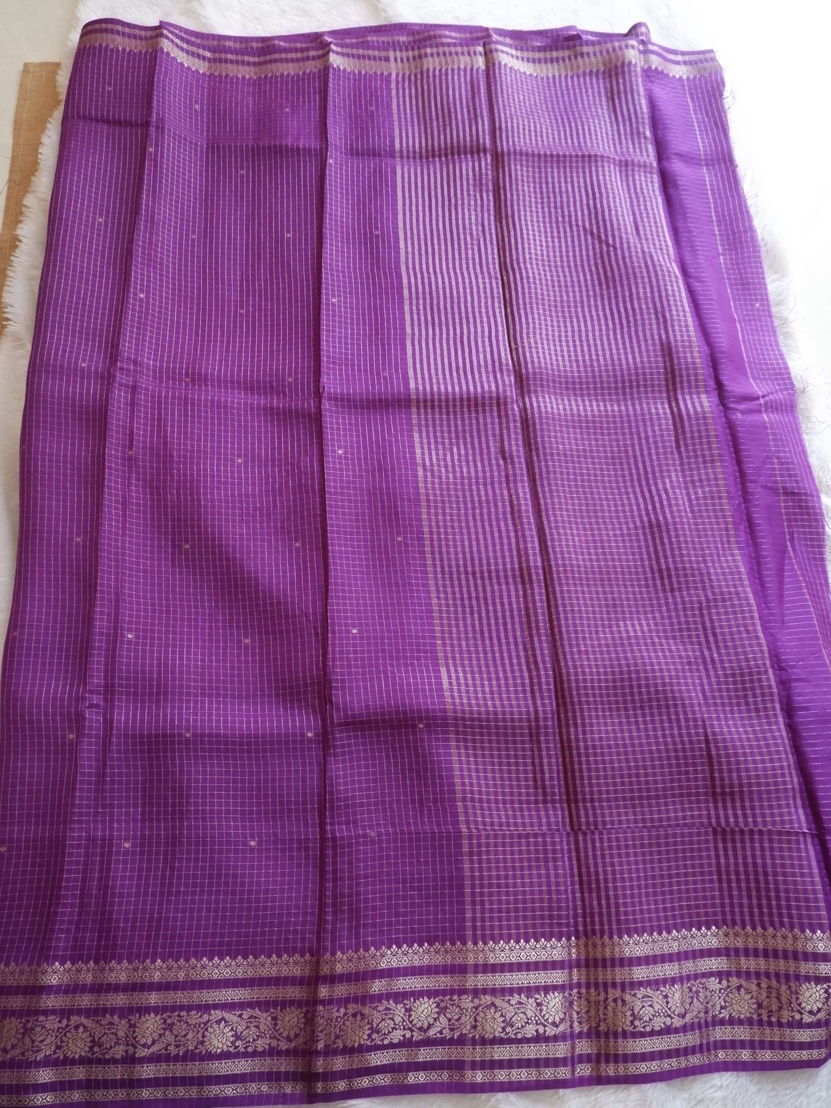 Assamese Handloom Purple Saree with Pink Contrast Blouse Online