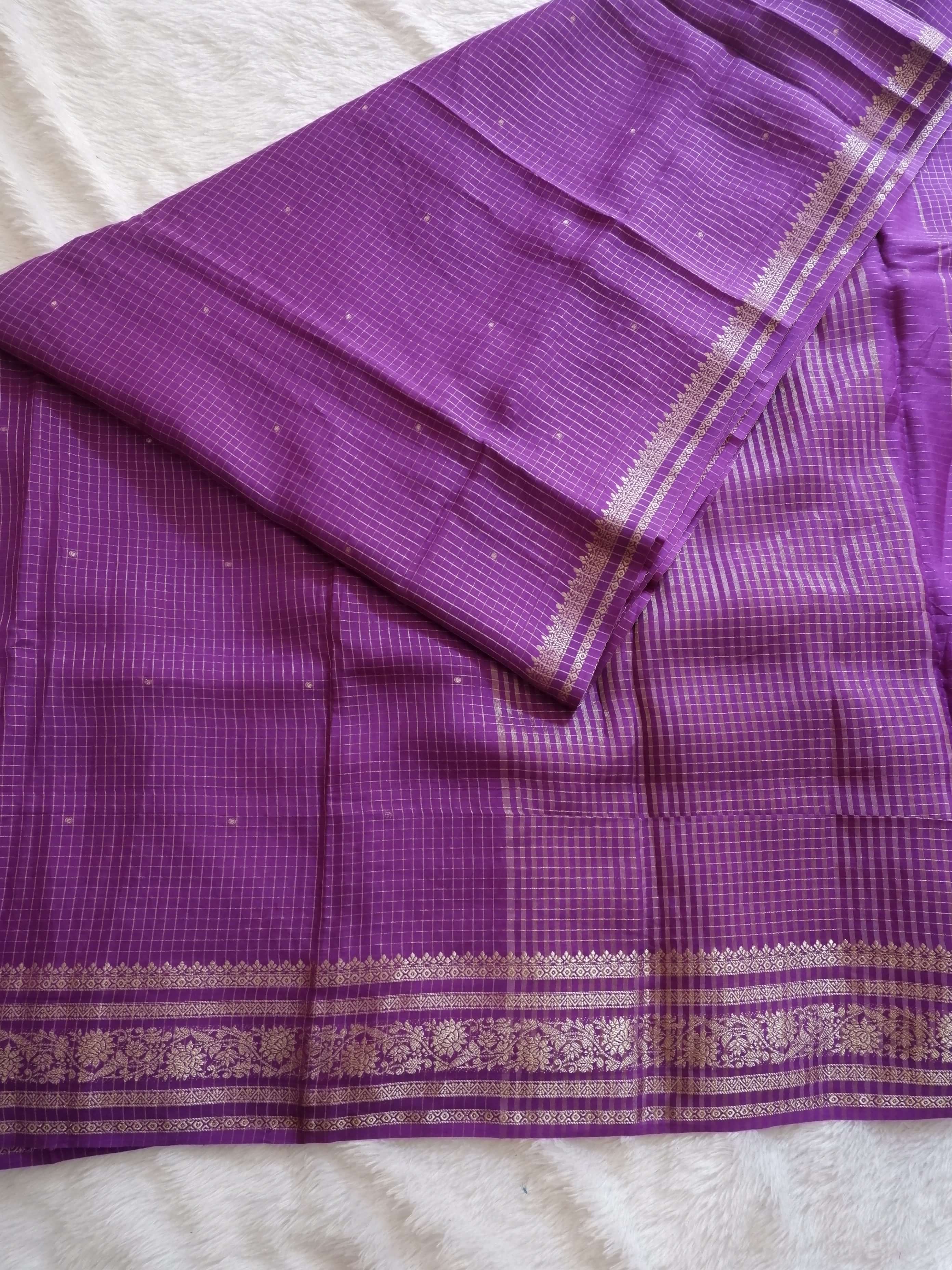 Assamese Handloom Purple Saree with Pink Contrast Blouse Online