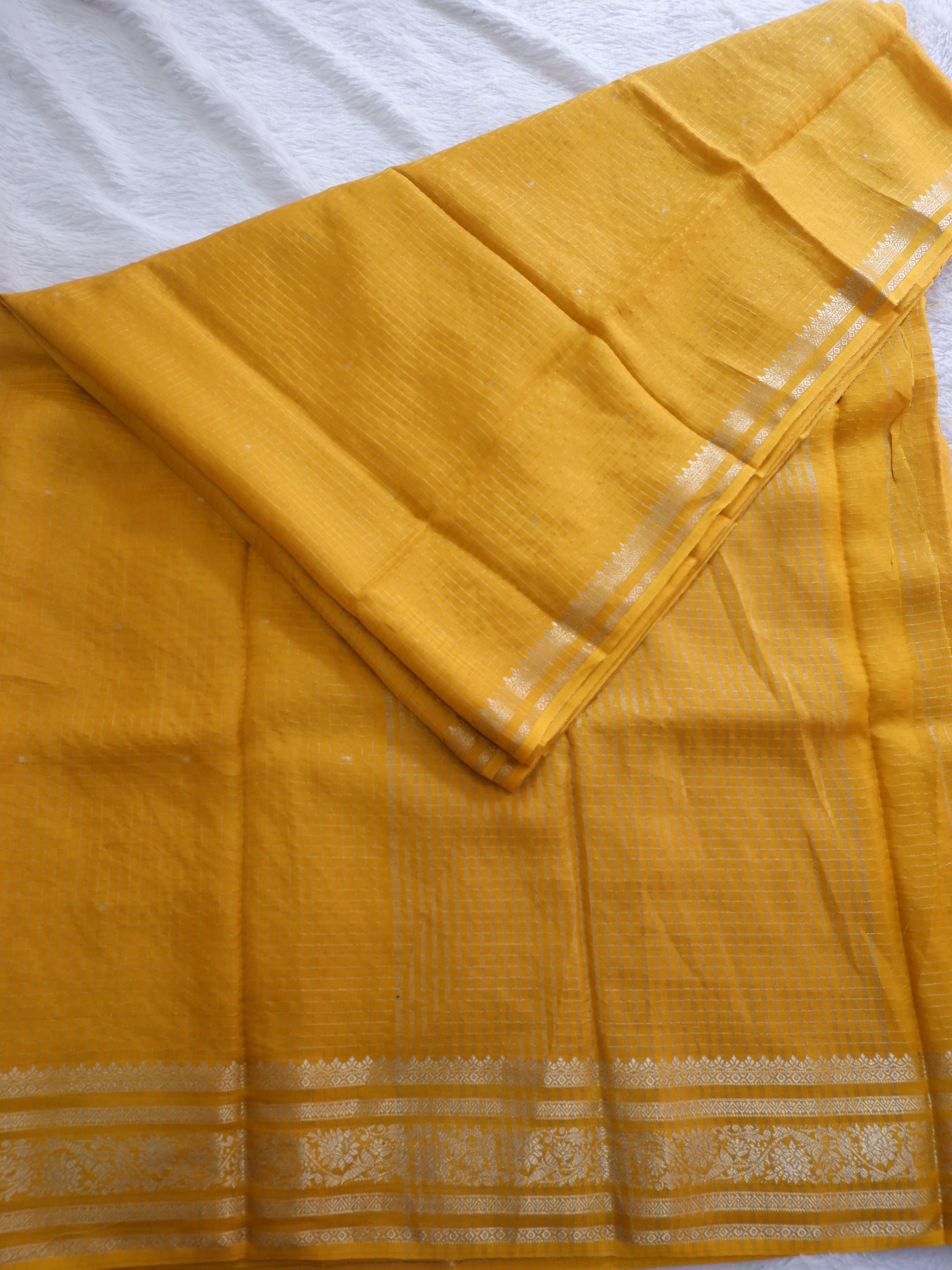 Assamese Handloom Mustard Saree with Violet Contrast Blouse Online