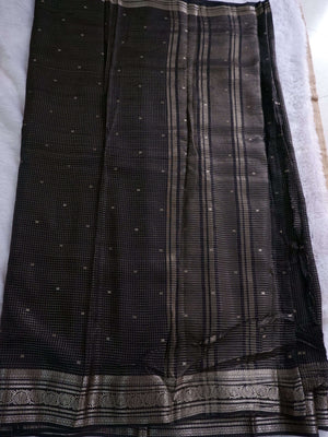 Assamese Handloom Black Saree with Red Contrast Blouse Online