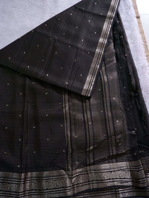 Assamese Handloom Black Saree with Red Contrast Blouse Online