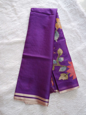Purple fabric with floral patterns 