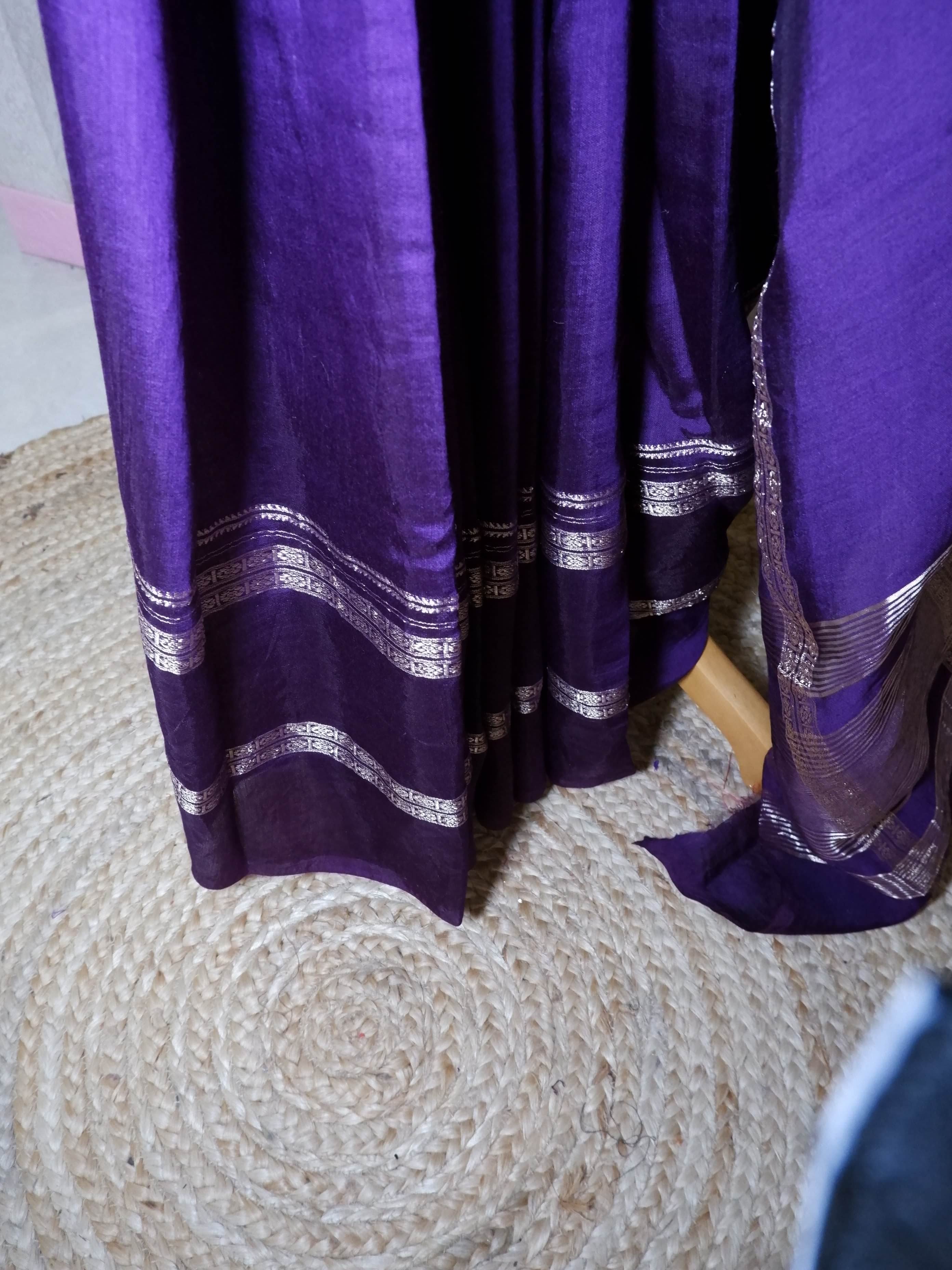 Assamese Handloom Purple Saree with Red Contrast Blouse Online