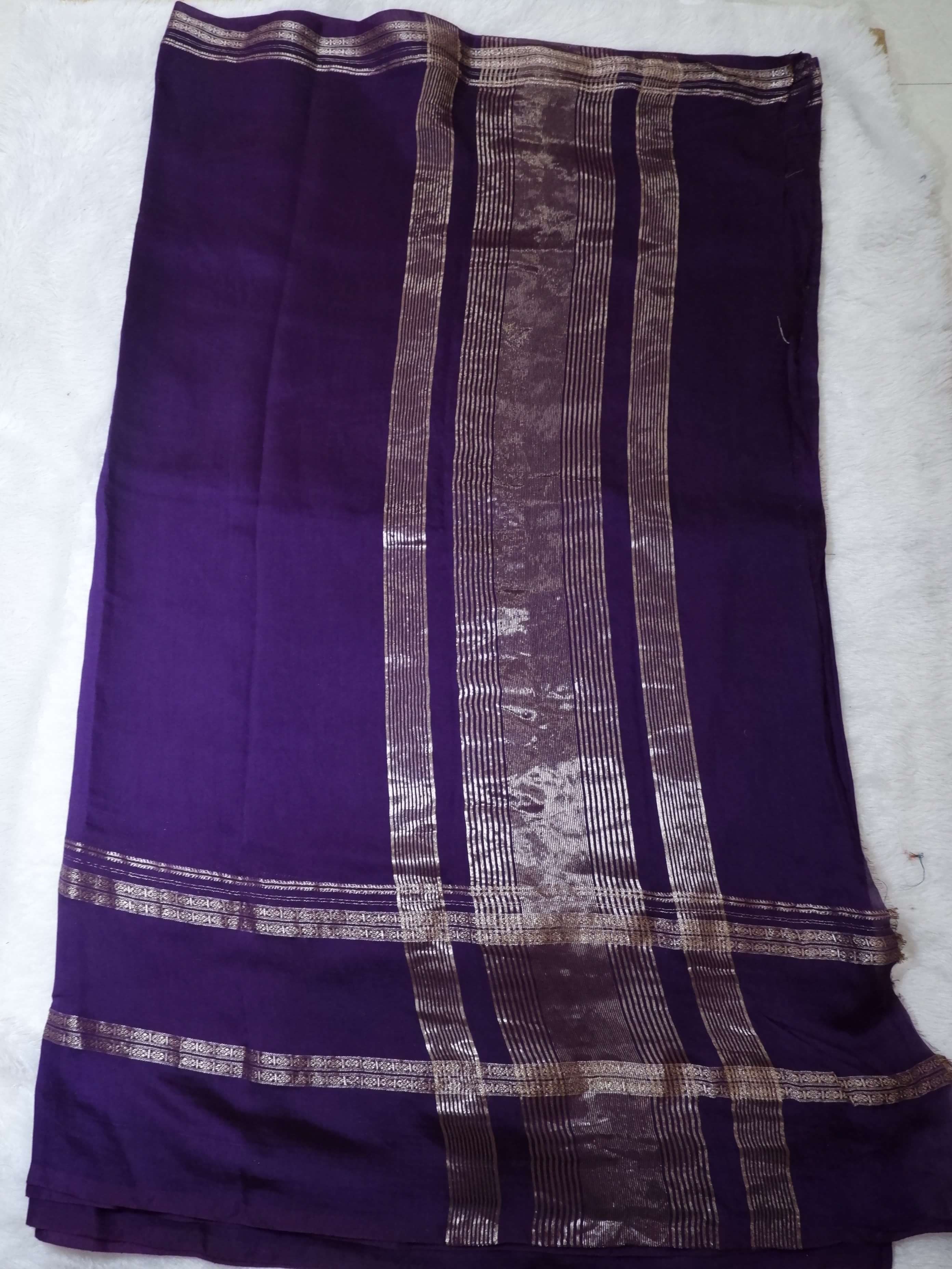 Assamese Handloom Purple Saree with Red Contrast Blouse Online