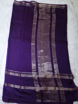 Assamese Handloom Purple Saree with Red Contrast Blouse Online