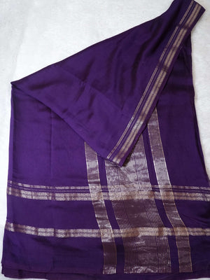 Assamese Handloom Purple Saree with Red Contrast Blouse Online