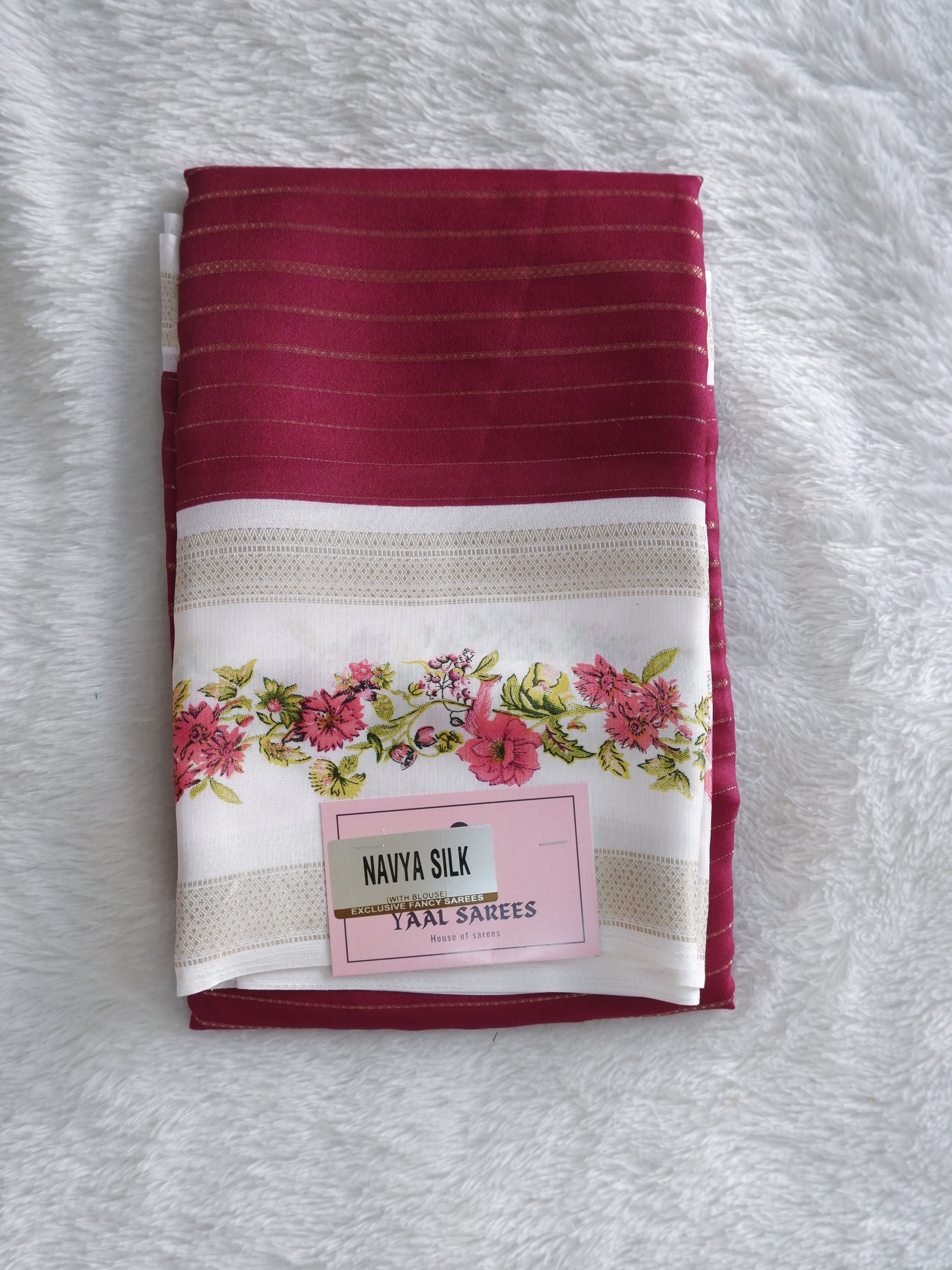 Elegant Maroon & White Saree Online