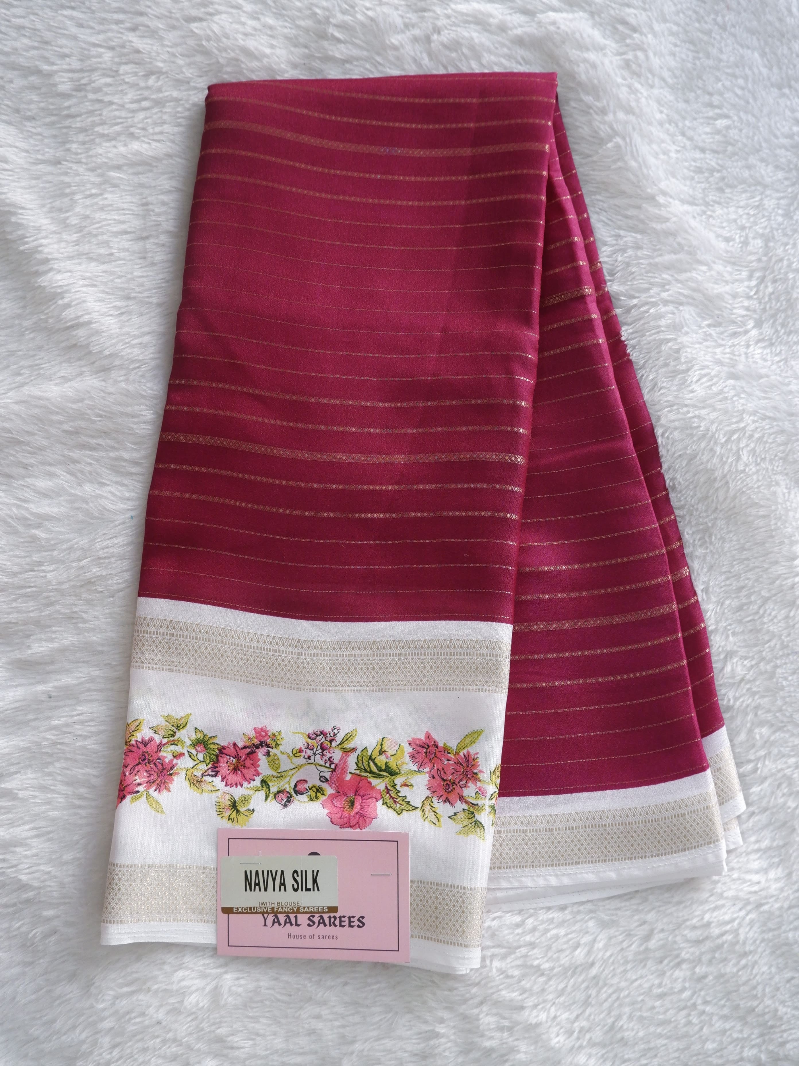Elegant Maroon & White Saree Online