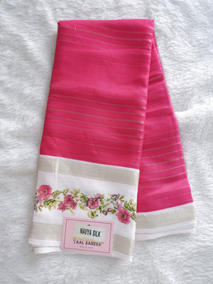 Elegant Pink & White Crepe Silk Saree Online