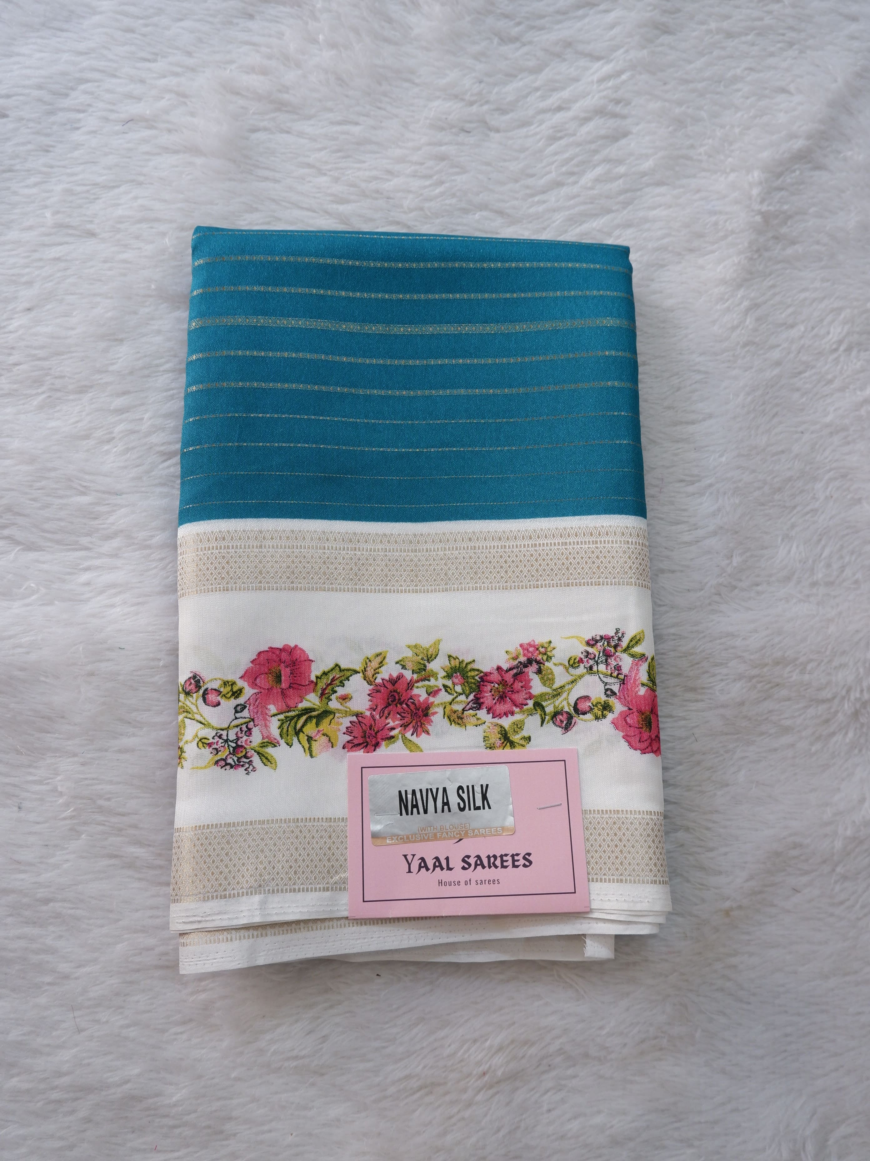 Rama Green & White Crepe Silk Saree Online