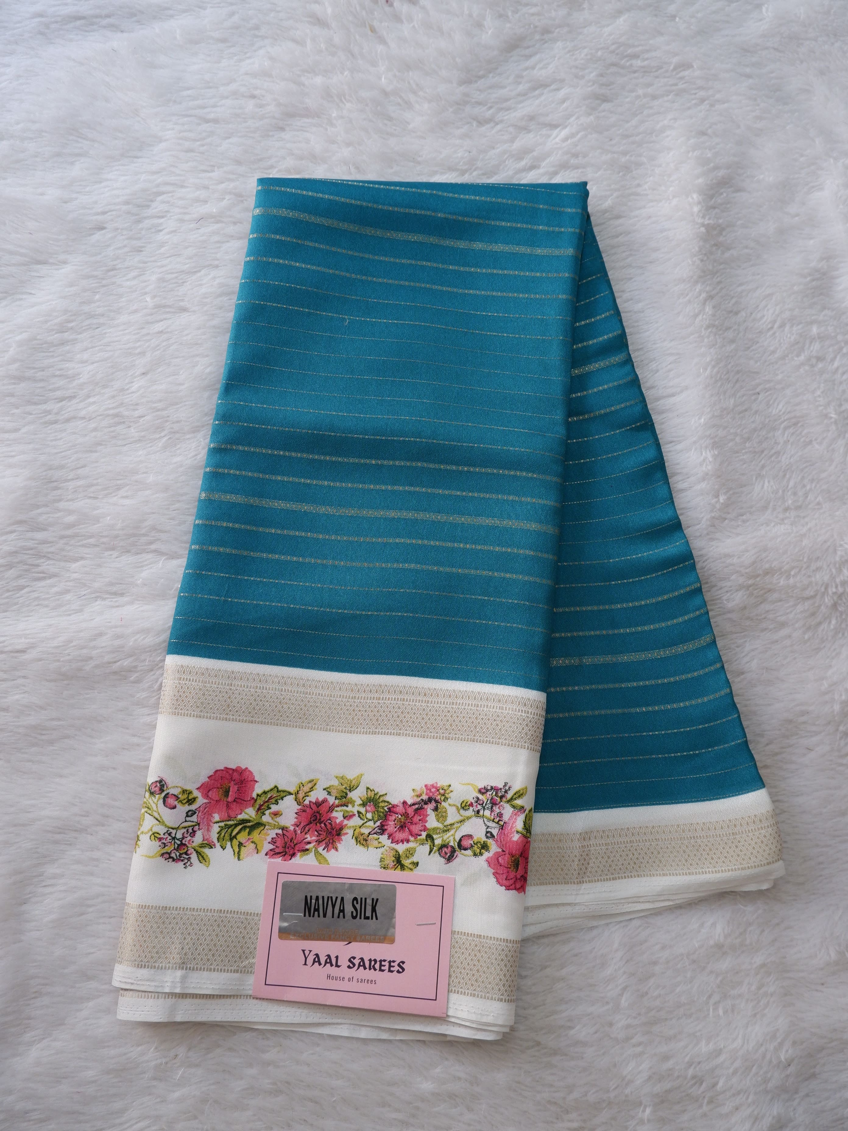 Rama Green & White Crepe Silk Saree Online