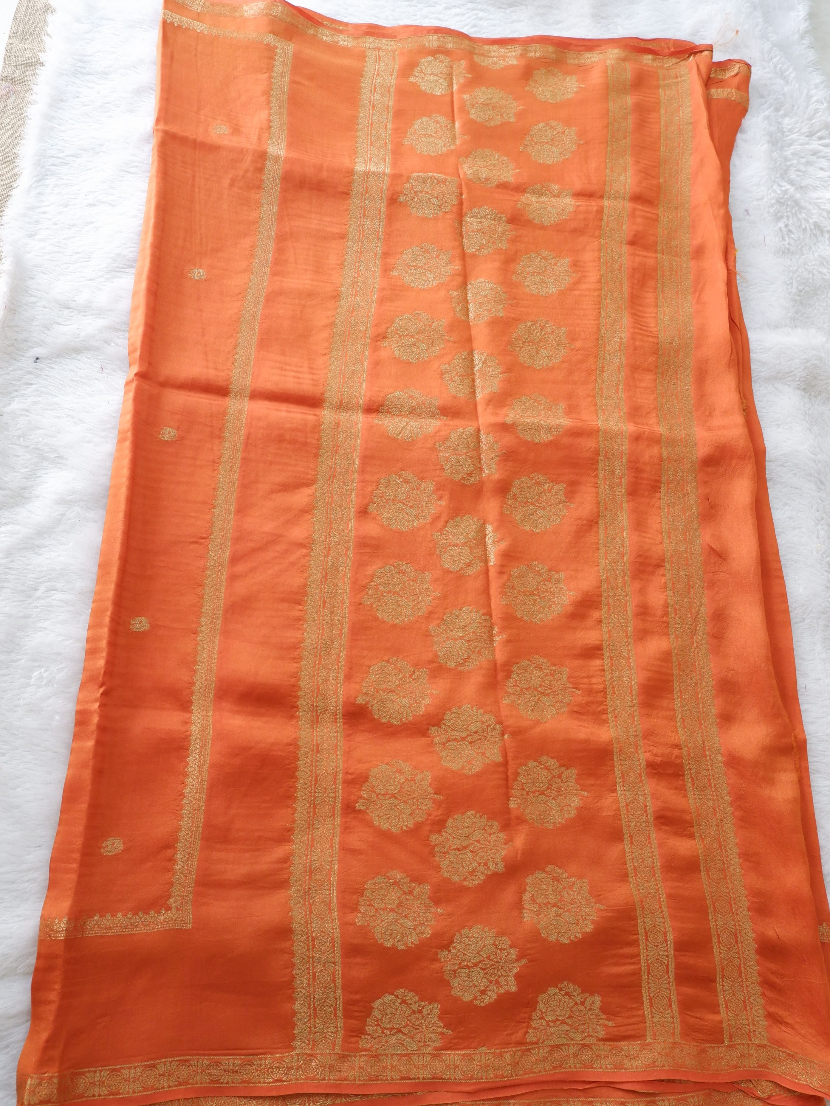 Orange & Pink Georgette Crepe Saree Online