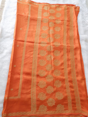 Orange & Pink Georgette Crepe Saree Online