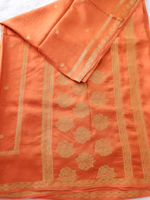 Orange & Pink Georgette Crepe Saree Online