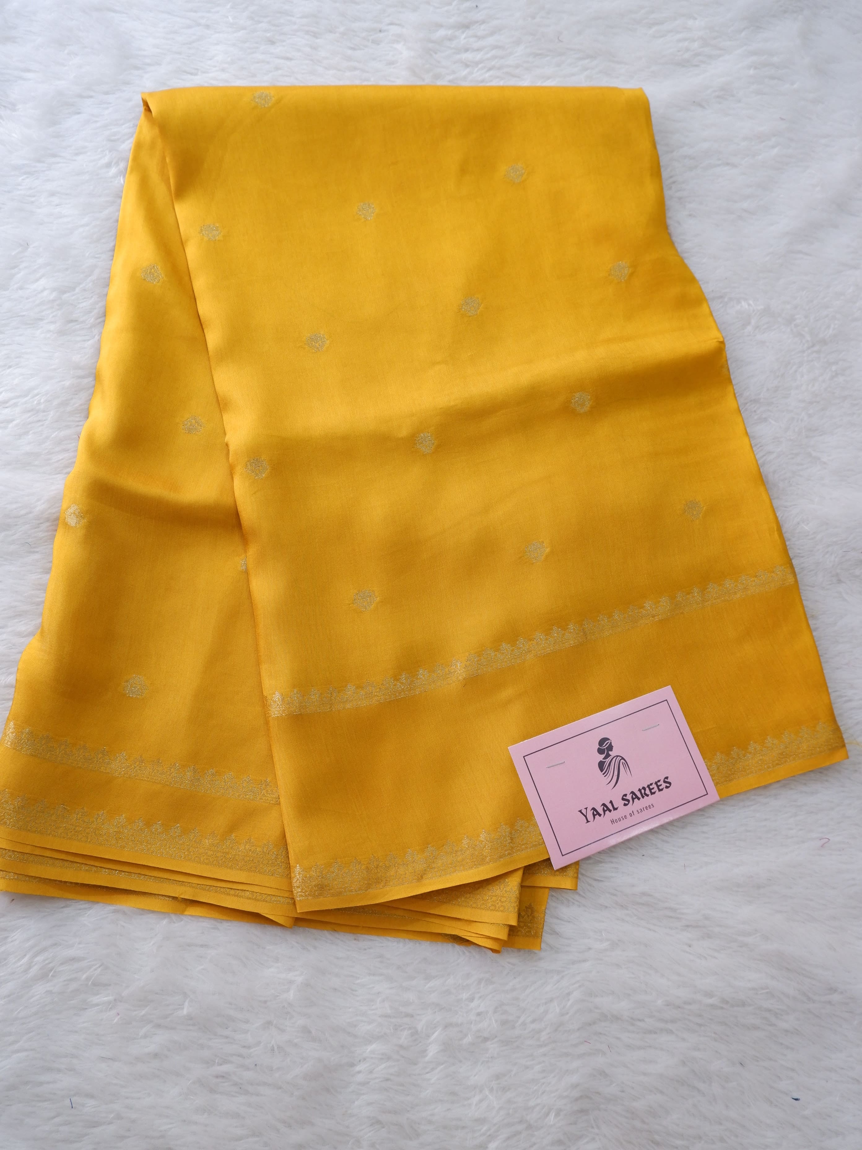 Yellow Georgette Crepe Saree with Green Blouse Online