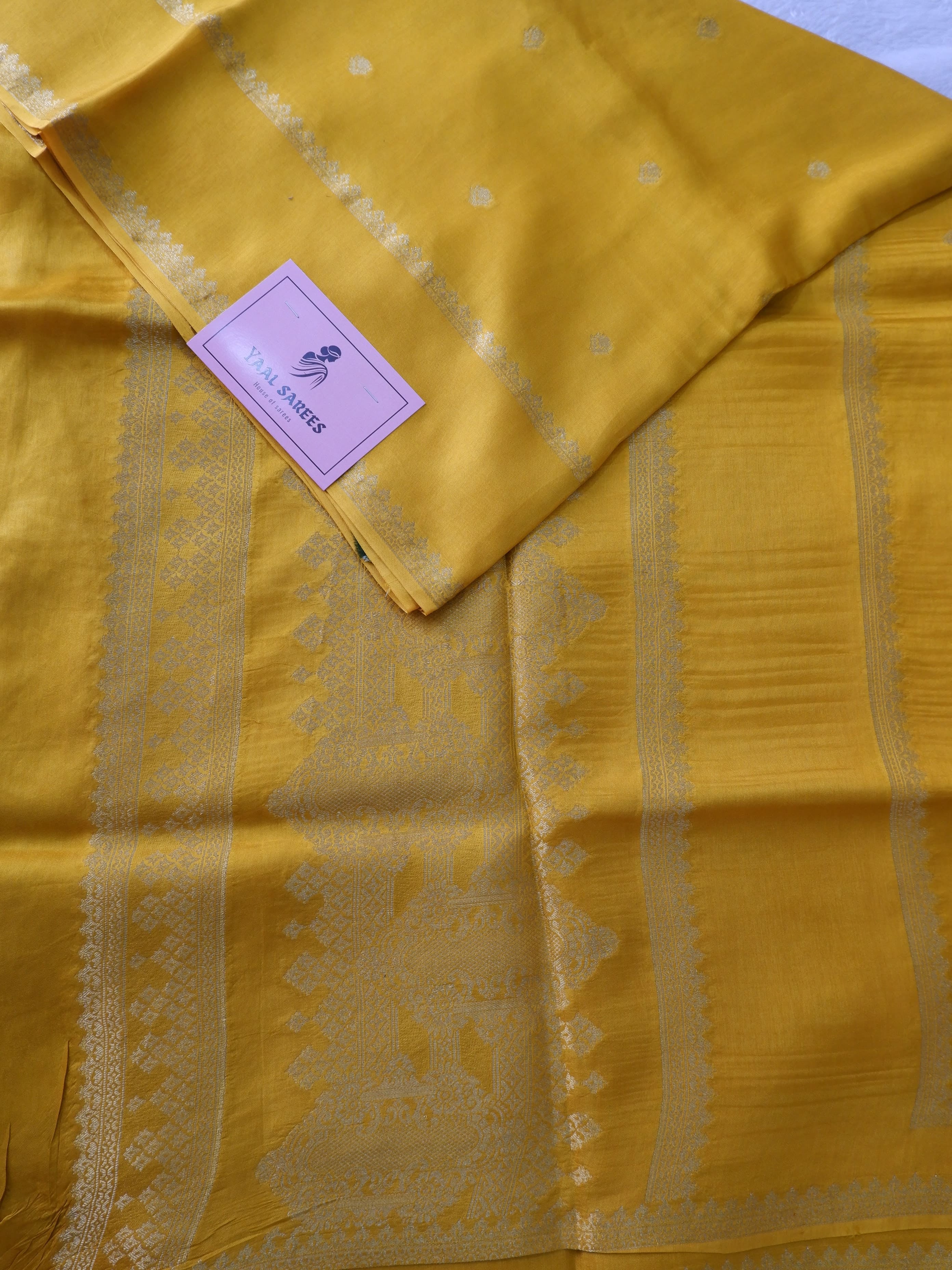 Yellow Georgette Crepe Saree with Green Blouse Online
