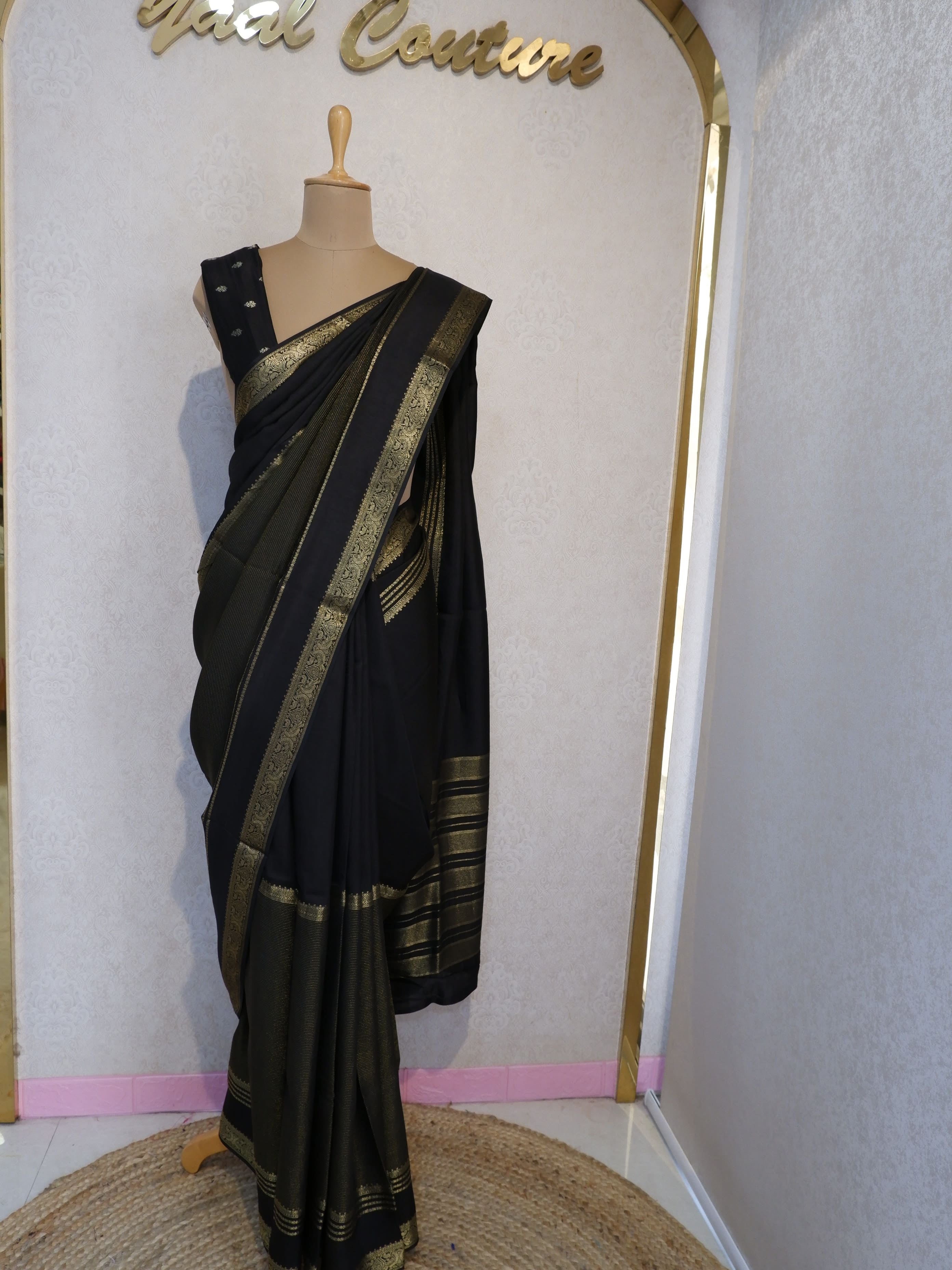 Black Tissue Half and Half Saree with Matching Blouse Online