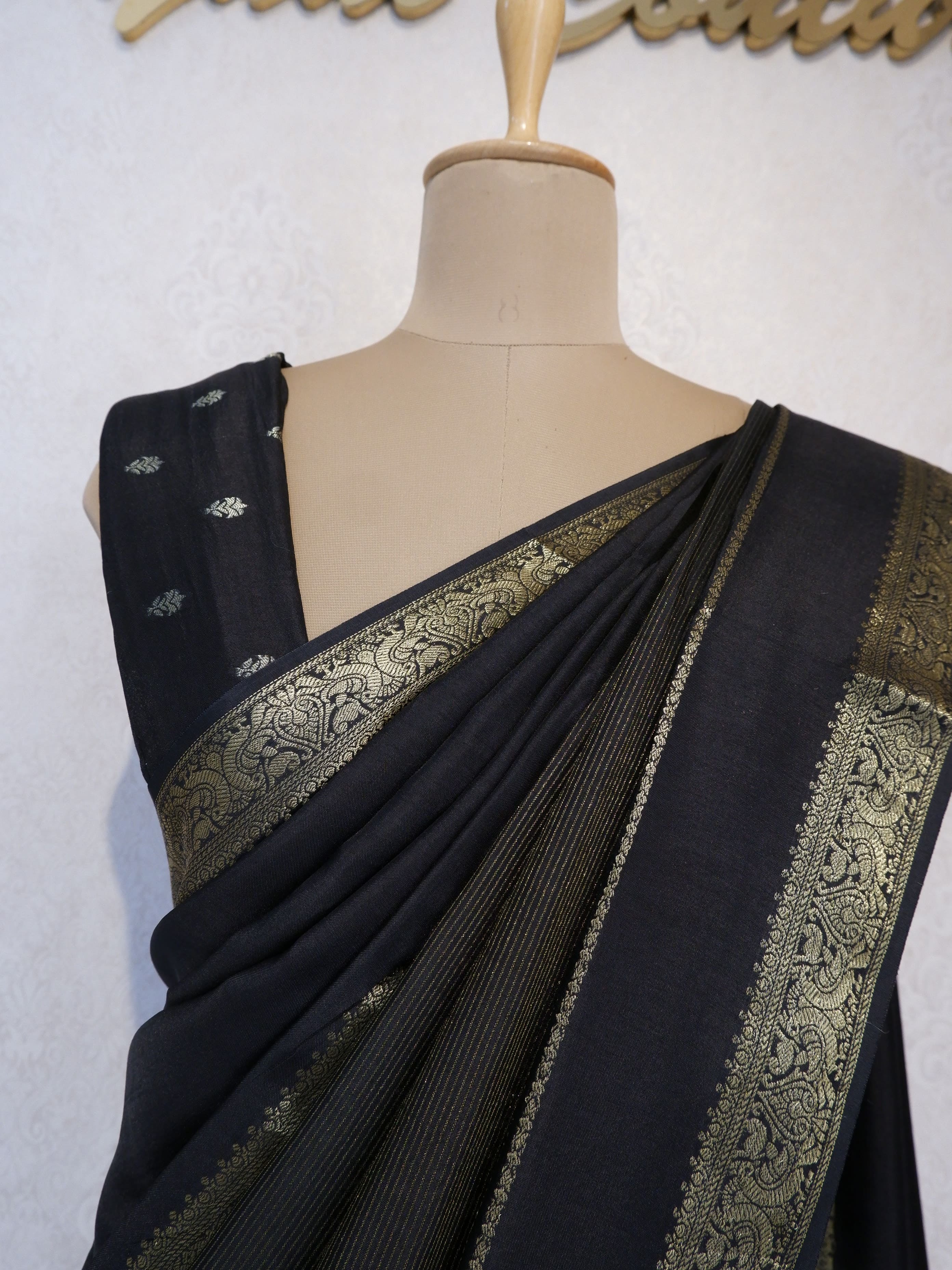 Black Tissue Half and Half Saree with Matching Blouse Online